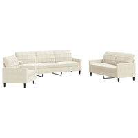 vidaXL Set di Divani 3 pz con Cuscini Crema in Velluto