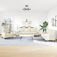 vidaXL Set di Divani 3 pz con Cuscini e Rinforzi Crema in Velluto