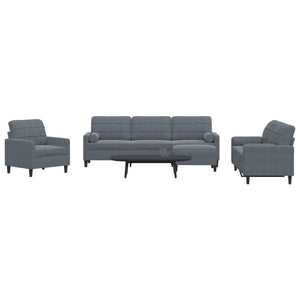 Set di Divani 4 pz con Cuscini e Rinforzi Grigio Scuro Velluto 3278462