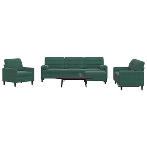 Set di Divani 4 pz con Cuscini e Rinforzi Verde scuro Velluto 3278463