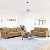 vidaXL Set di Divani 3 pz con Cuscini e Rinforzi Marrone in Velluto