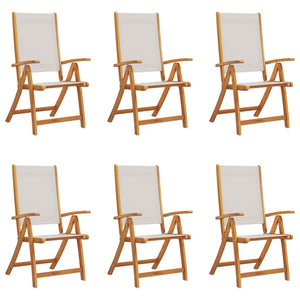 Sedie da Giardino Pieghevoli 6 pz Massello d'Acacia e Textilene