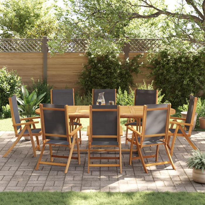 Set Pranzo da Giardino 9pz Legno Massello di Acacia e Textilene 3279263