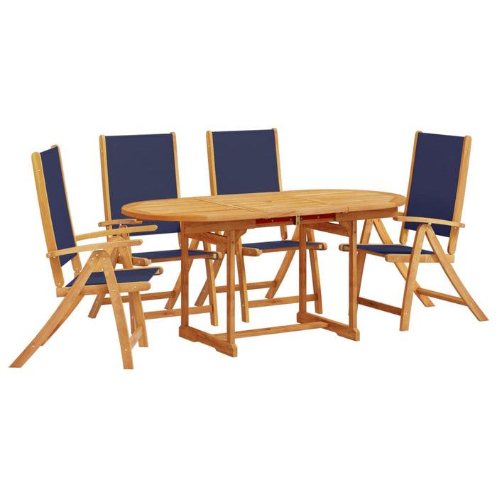 Set Pranzo da Giardino 5pz Legno Massello di Acacia e Textilene