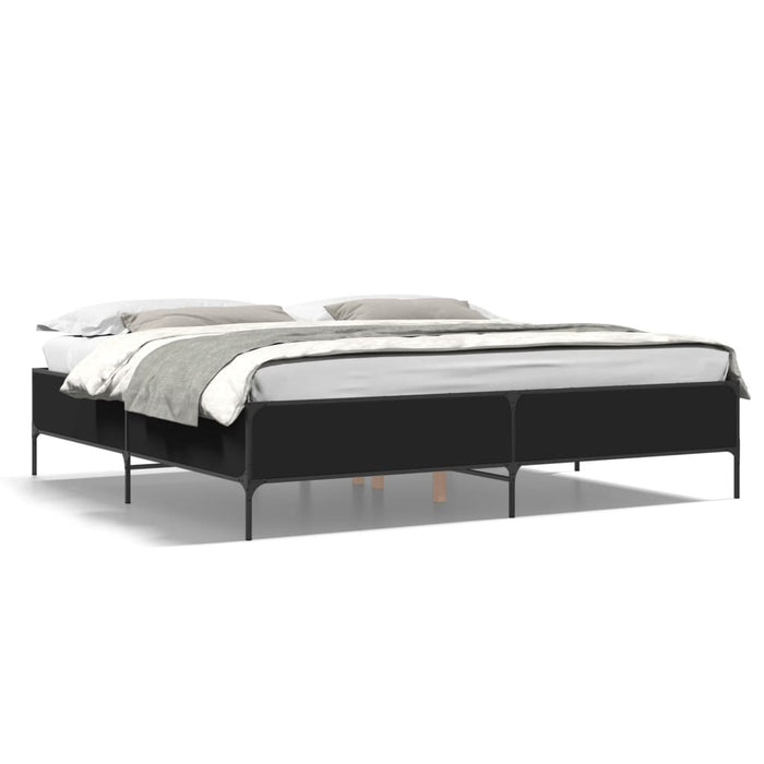 Giroletto-Struttura Letto Nero 200x200 cm in Legno Multistrato e Metallo 432352