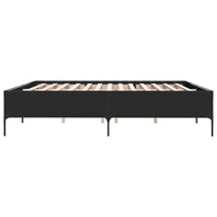 Giroletto-Struttura Letto Nero 200x200 cm in Legno Multistrato e Metallo 432352