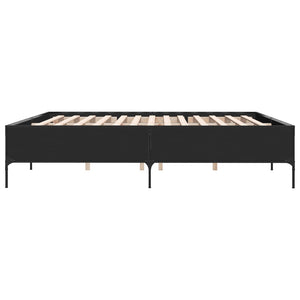Giroletto-Struttura Letto Nero 200x200 cm in Legno Multistrato e Metallo 432352