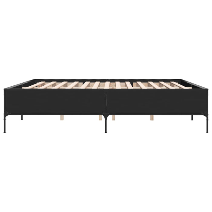 Giroletto-Struttura Letto Nero 200x200 cm in Legno Multistrato e Metallo 432352