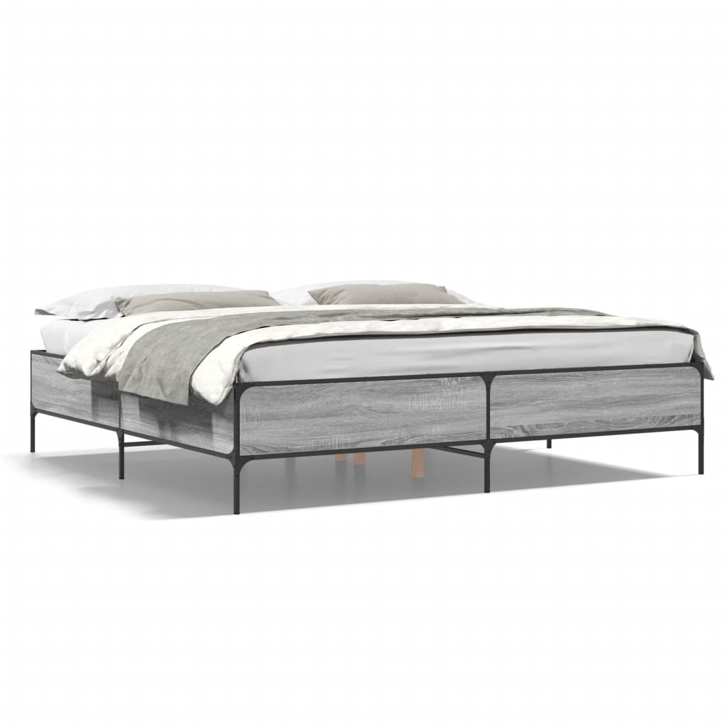 Giroletto-Struttura Letto Grigio Sonoma 180x200 cm in Legno Multistrato Metallo 658643
