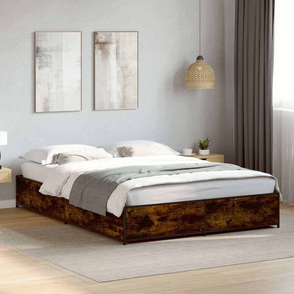 Giroletto-Struttura Letto Rovere Fumo 120x190 cm in Legno Multistrato Metallo 481852