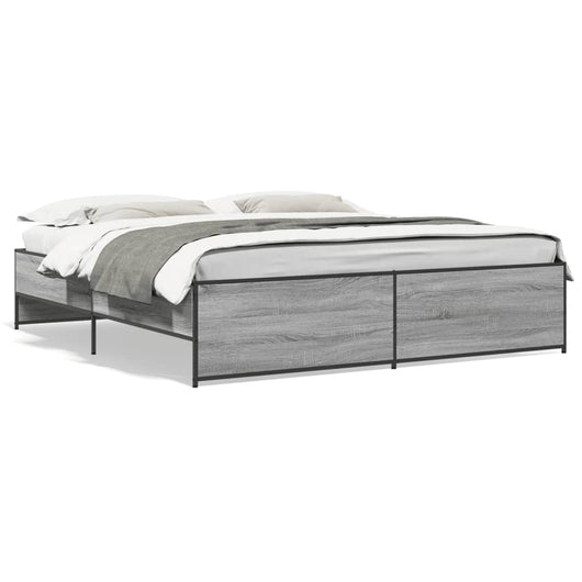 Giroletto-Struttura Letto Grigio Sonoma 200x200 cm in Legno Multistrato Metallo 352896