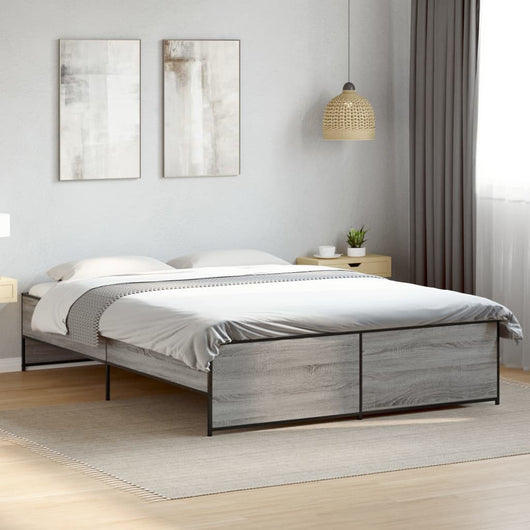 Giroletto-Struttura Letto Grigio Sonoma 160x200 cm in Legno Multistrato Metallo 252129