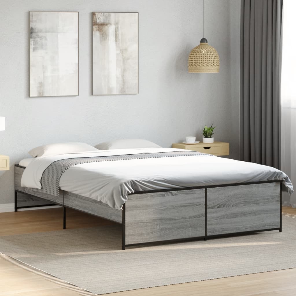 Giroletto-Struttura Letto Grigio Sonoma 140x190 cm in Legno Multistrato Metallo 938317