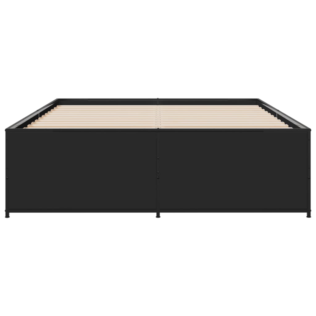 Giroletto Nero 135x190 cm in Legno Multistrato e Metallo 3279902
