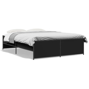 Giroletto-Struttura Letto Nero 120x190 cm in Legno Multistrato e Metallo 204878