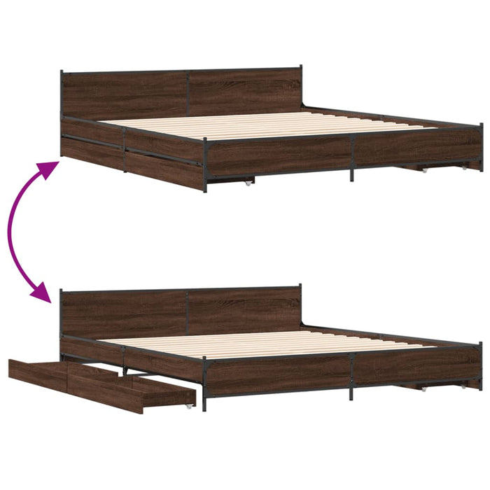 Giroletto Cassetti Rovere Marrone 180x200 cm Legno Multistrato 3279921