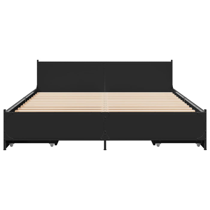 Giroletto con Cassetti Nero 150x200 cm in Legno Multistrato 3279927