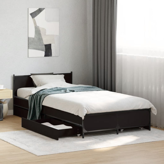 Giroletto con Cassetti-Struttura Letto con contenitore Nero 75x190 cm in Legno Multistrato 317923