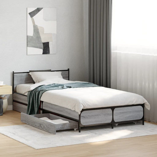 Giroletto Cassetti-Struttura Letto con contenitore Grigio Sonoma 75x190 cm Legno Multistrato 152966