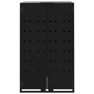 Copribidone con Ruote per 2 Bidoni Nera 138x79x117cm in Acciaio