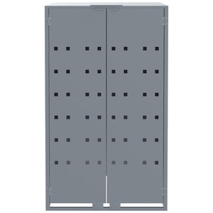 Copribidone con Ruote per 3 Bidoni Grigio 207x79x117cm Acciaio