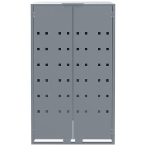 vidaXL Copribidone con Ruote per 5 Bidoni Grigio 345x79x117cm Acciaio