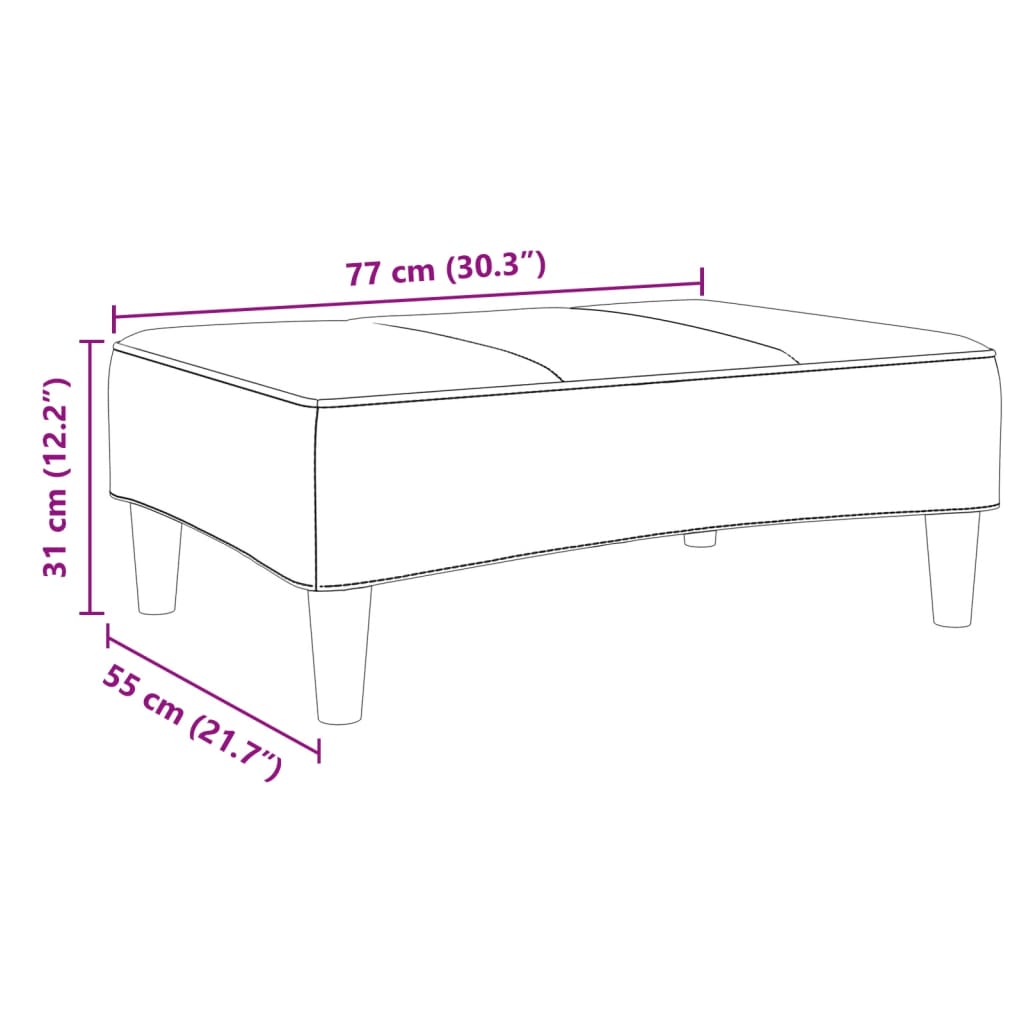 Poggiapiedi Grigio Chiaro 77x55x31 cm in Velluto