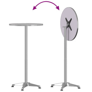 vidaXL Tavolo da Bar per Esterni Regolabile Ø59,5x70/114,5cm Alluminio