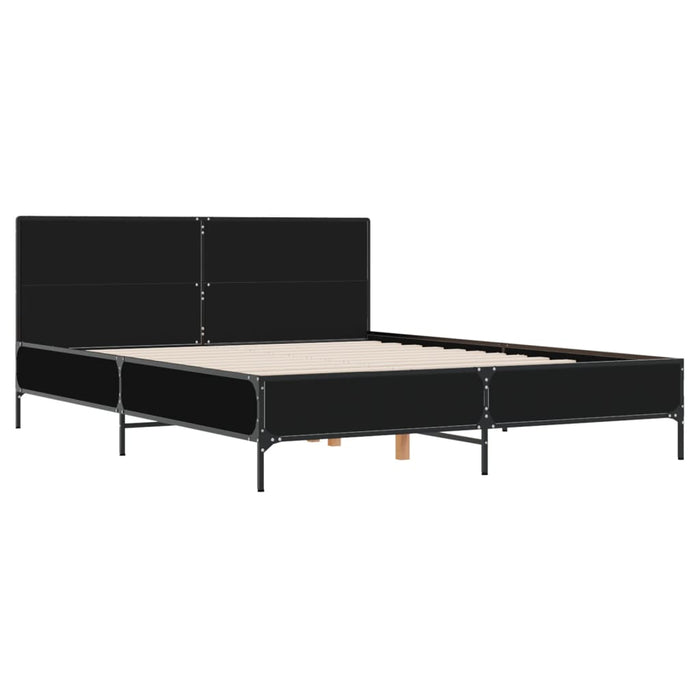 Giroletto-Struttura Letto Nero 150x200 cm in Legno Multistrato e Metallo 775118
