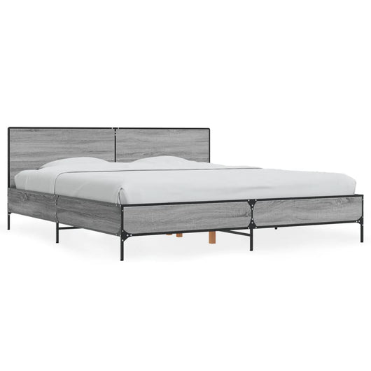 Giroletto-Struttura Letto Grigio Sonoma 200x200 cm in Legno Multistrato Metallo 754197