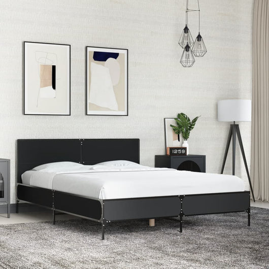 Giroletto-Struttura Letto Nero 135x190 cm in Legno Multistrato e Metallo 664830