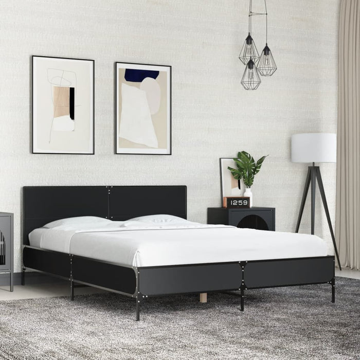Giroletto-Struttura Letto Nero 135x190 cm in Legno Multistrato e Metallo 664830
