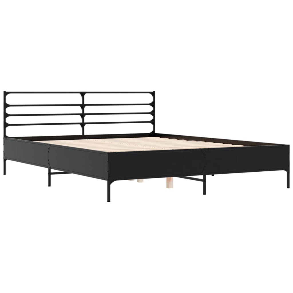 Giroletto-Struttura Letto Nero 160x200 cm in Legno Multistrato e Metallo 559730
