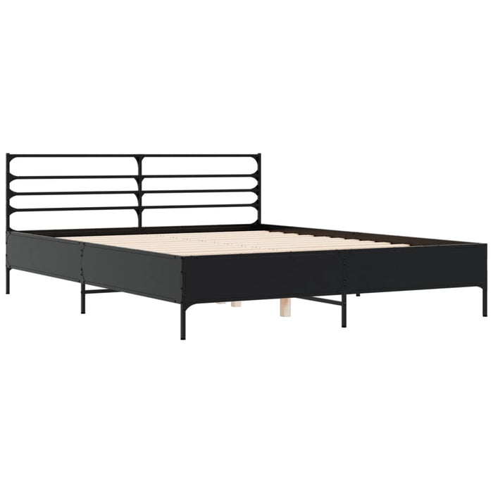 Giroletto-Struttura Letto Nero 160x200 cm in Legno Multistrato e Metallo 559730
