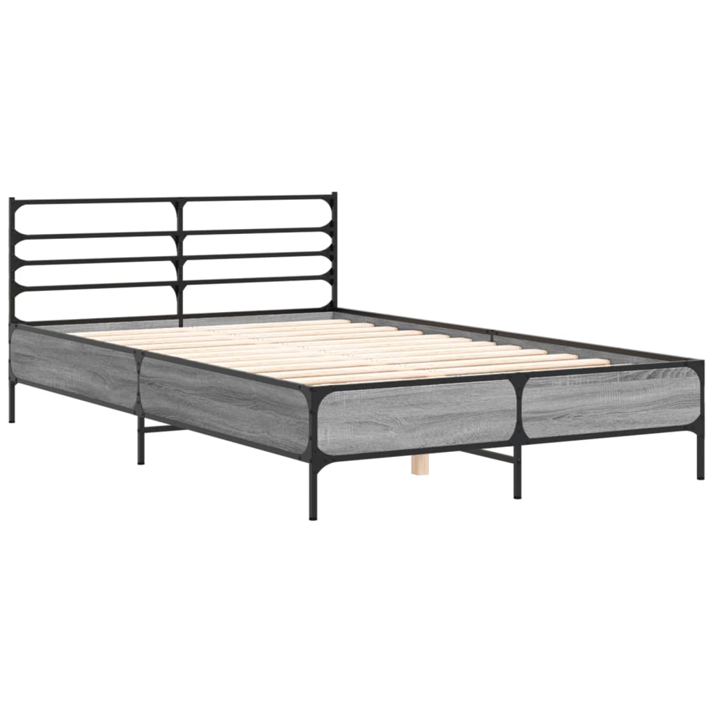 Giroletto-Struttura Letto Grigio Sonoma 135x190 cm in Legno Multistrato Metallo 373821