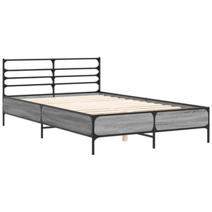 Giroletto-Struttura Letto Grigio Sonoma 135x190 cm in Legno Multistrato Metallo 373821