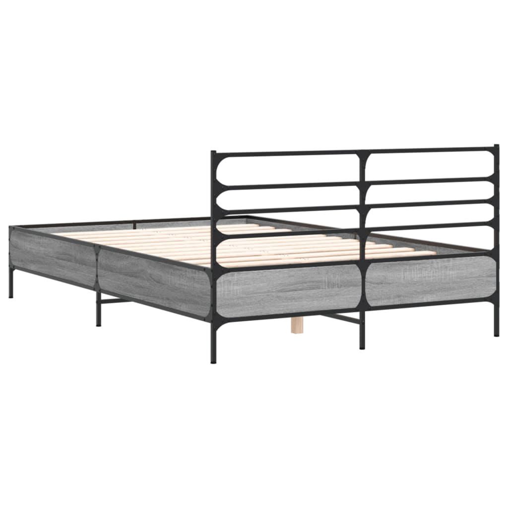 Giroletto-Struttura Letto Grigio Sonoma 135x190 cm in Legno Multistrato Metallo 373821