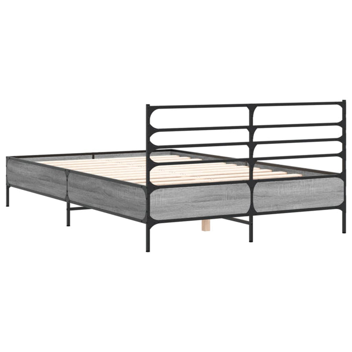 Giroletto-Struttura Letto Grigio Sonoma 135x190 cm in Legno Multistrato Metallo 373821