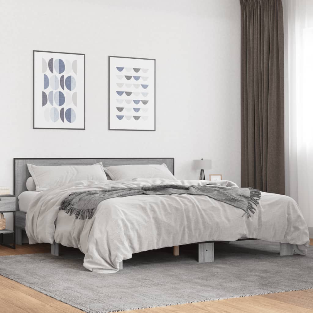 Giroletto Grigio Sonoma 180x200 cm in Legno Multistrato Metallo 3280090