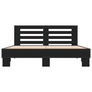 Giroletto Nero 150x200 cm in Legno Multistrato e Metallo 3280097