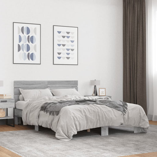 Giroletto-Struttura Letto Grigio Sonoma 120x200 cm in Legno Multistrato Metallo 185355