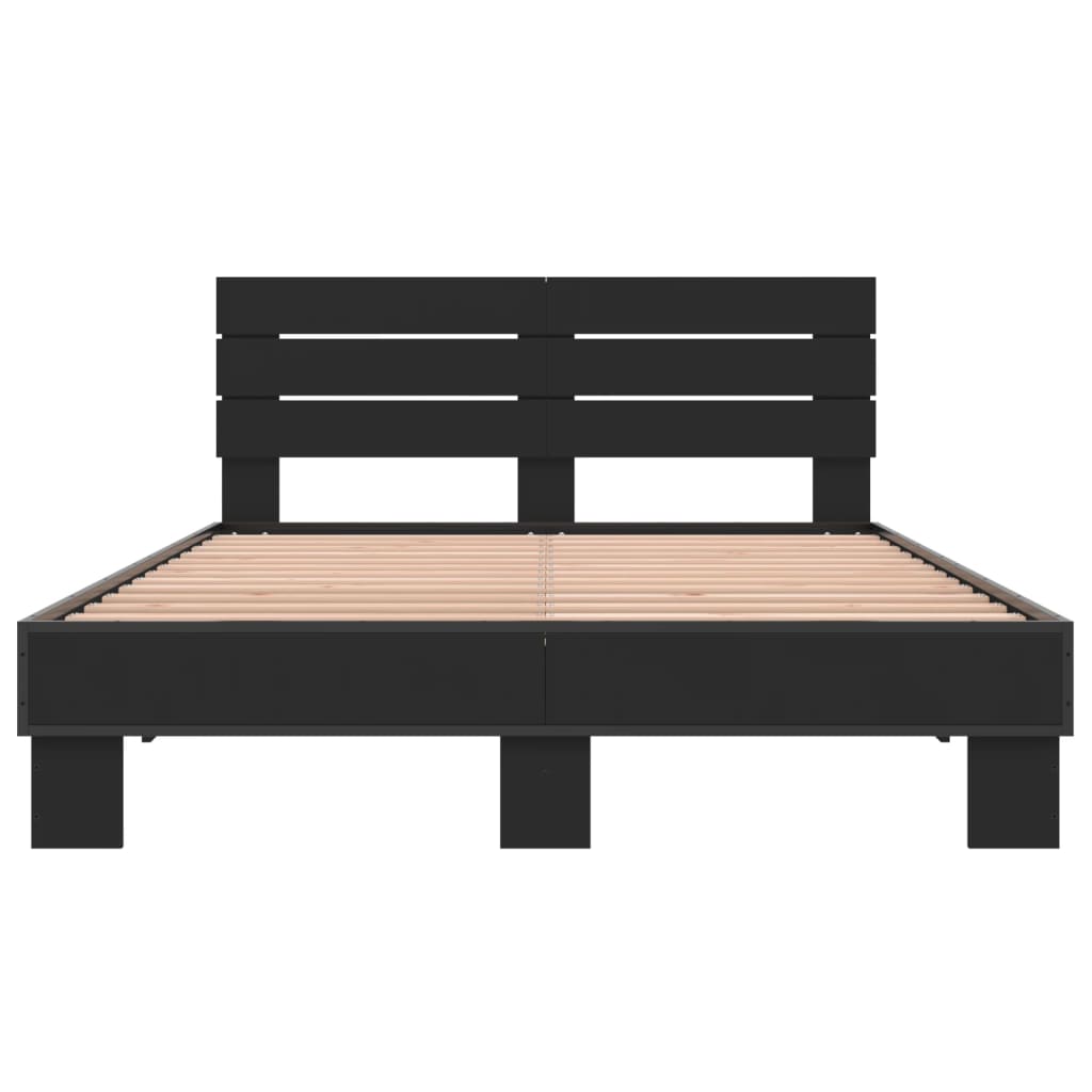 Giroletto Nero 140x190 cm in Legno Multistrato e Metallo 3280167