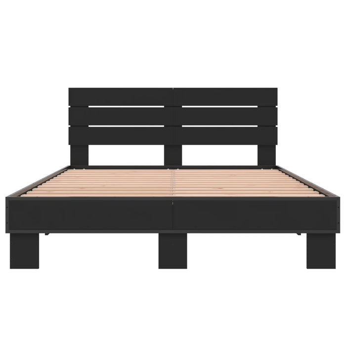 Giroletto Nero 140x190 cm in Legno Multistrato e Metallo 3280167