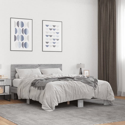 Giroletto-Struttura Letto Grigio Sonoma 135x190 cm in Legno Multistrato Metallo 416922