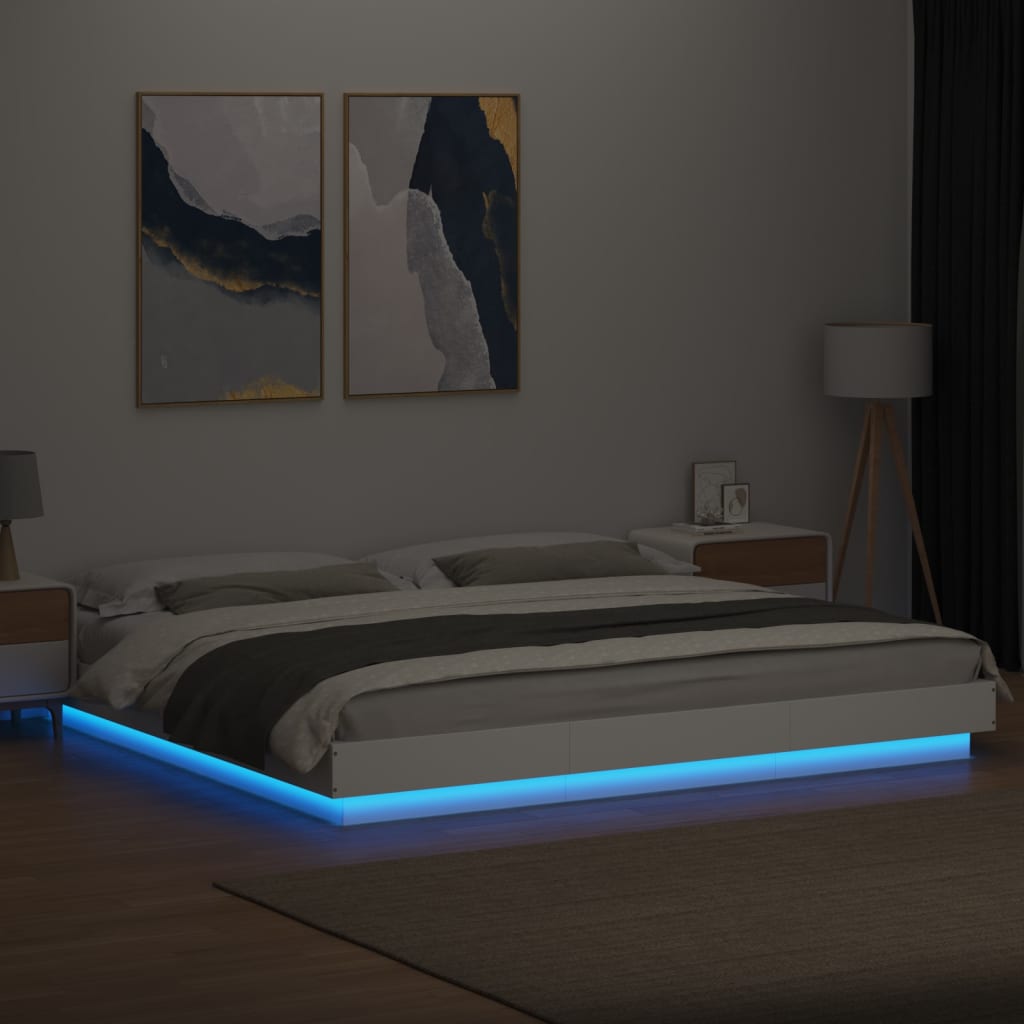 Giroletto con Luci LED Bianco 200x200 cm in Legno Multistrato