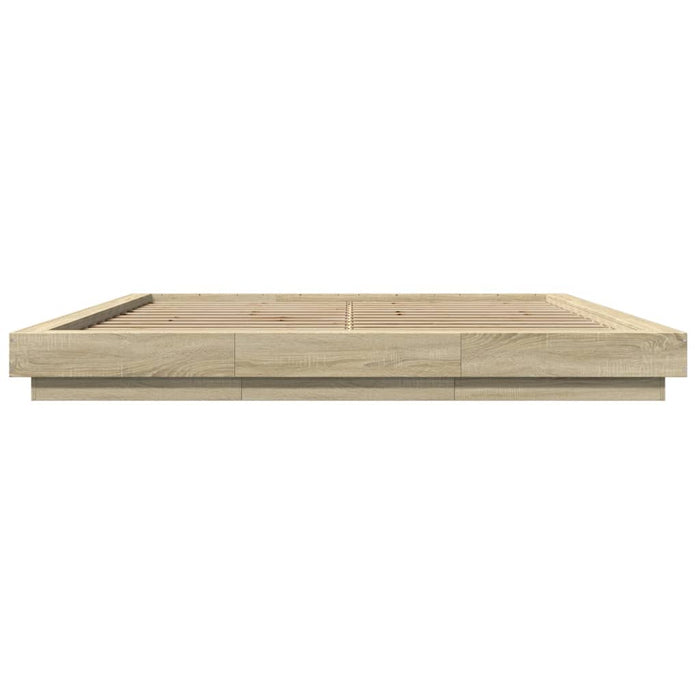Giroletto Cassetti Luci LED Sonoma 200x200 cm Legno Multistrato 3281072