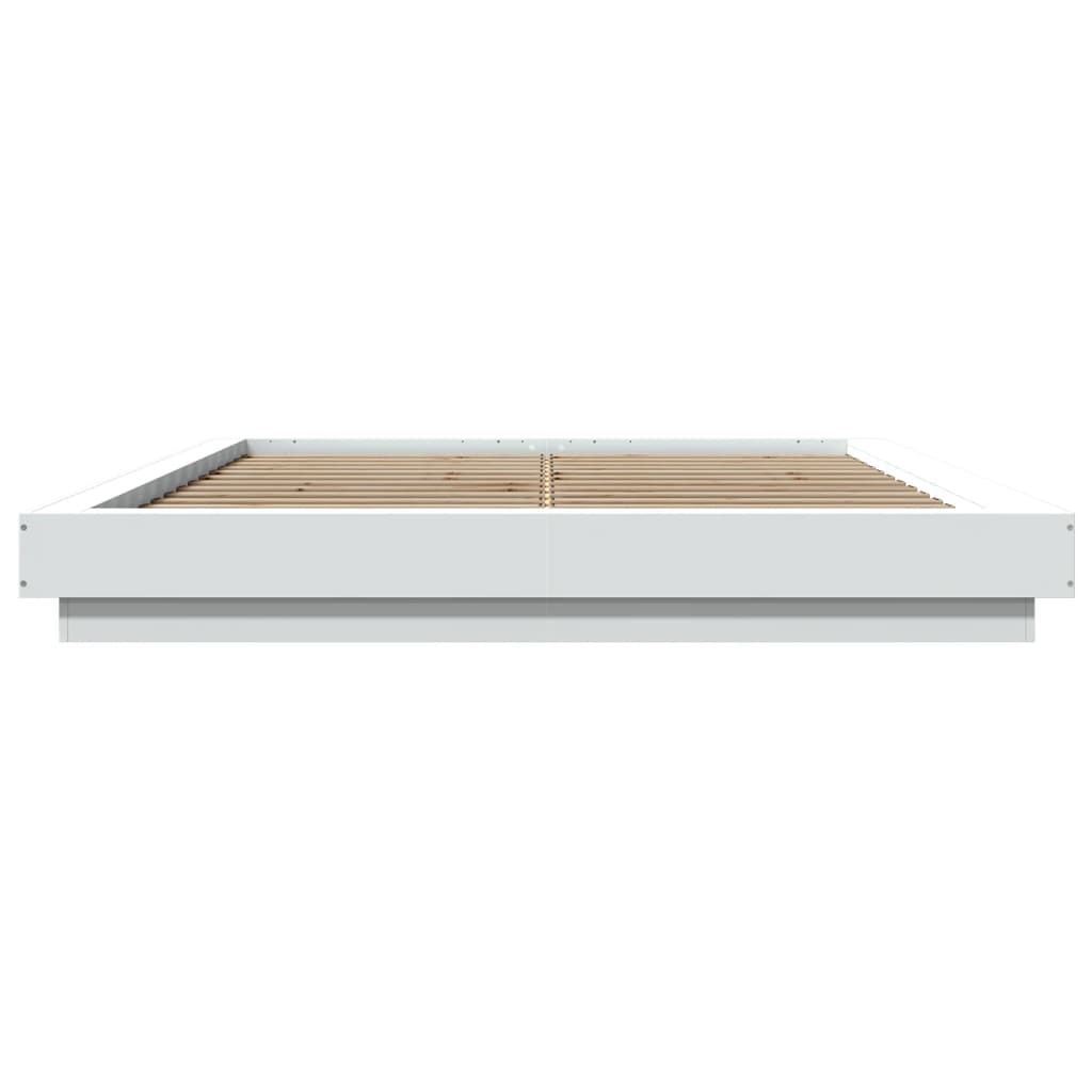 Giroletto con Luci LED Bianco 160x200 cm in Legno Multistrato 3281084