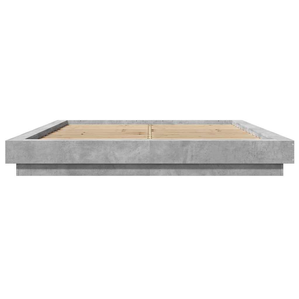 Giroletto Luci LED Grigio Cemento 160x200 cm Legno Multistrato 3281087
