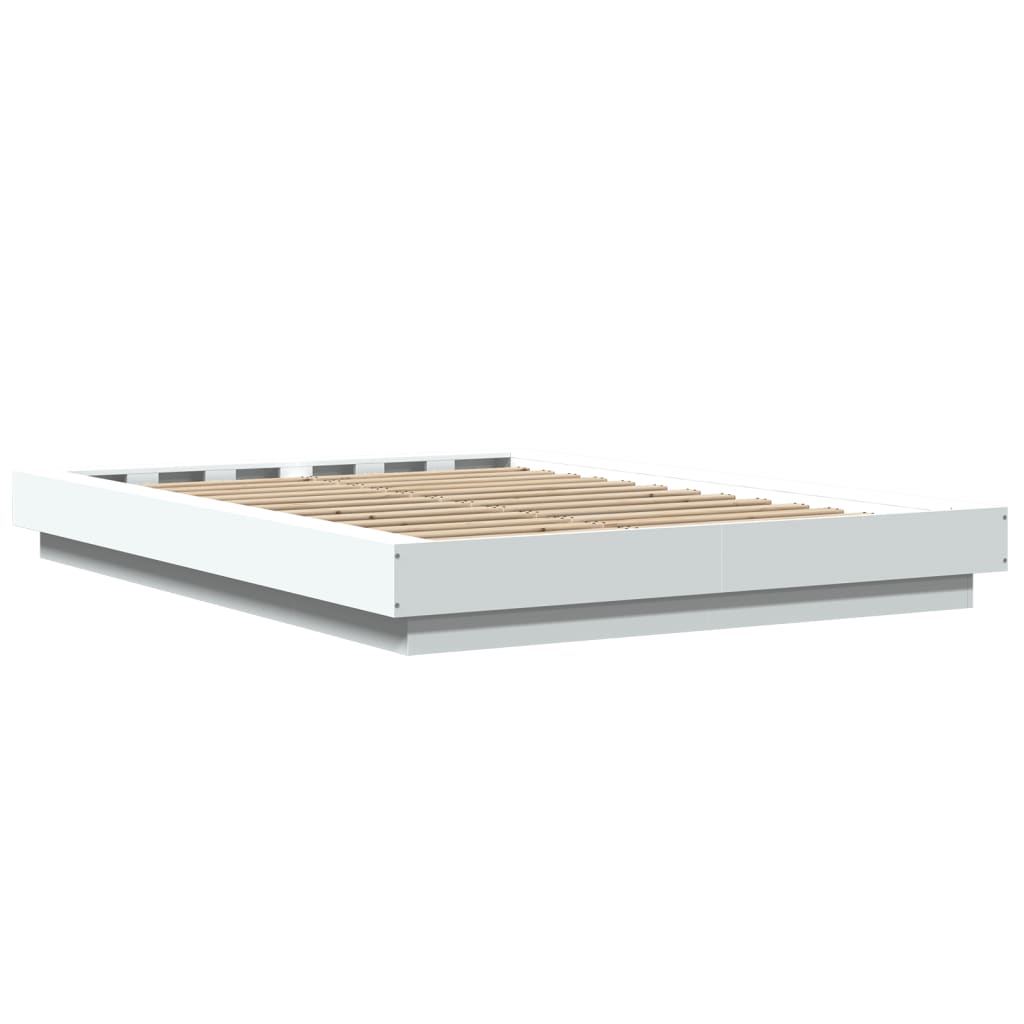 Giroletto con Luci LED Bianco 140x190 cm in Legno Multistrato 3281126