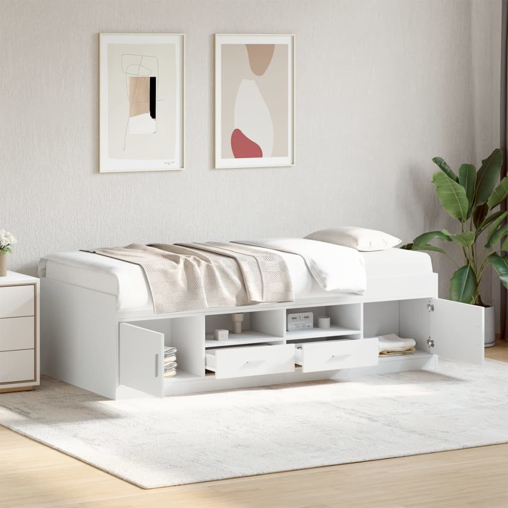 Divano Letto con Cassetti Bianco 100x200cm in Legno Multistratocod mxl 91654